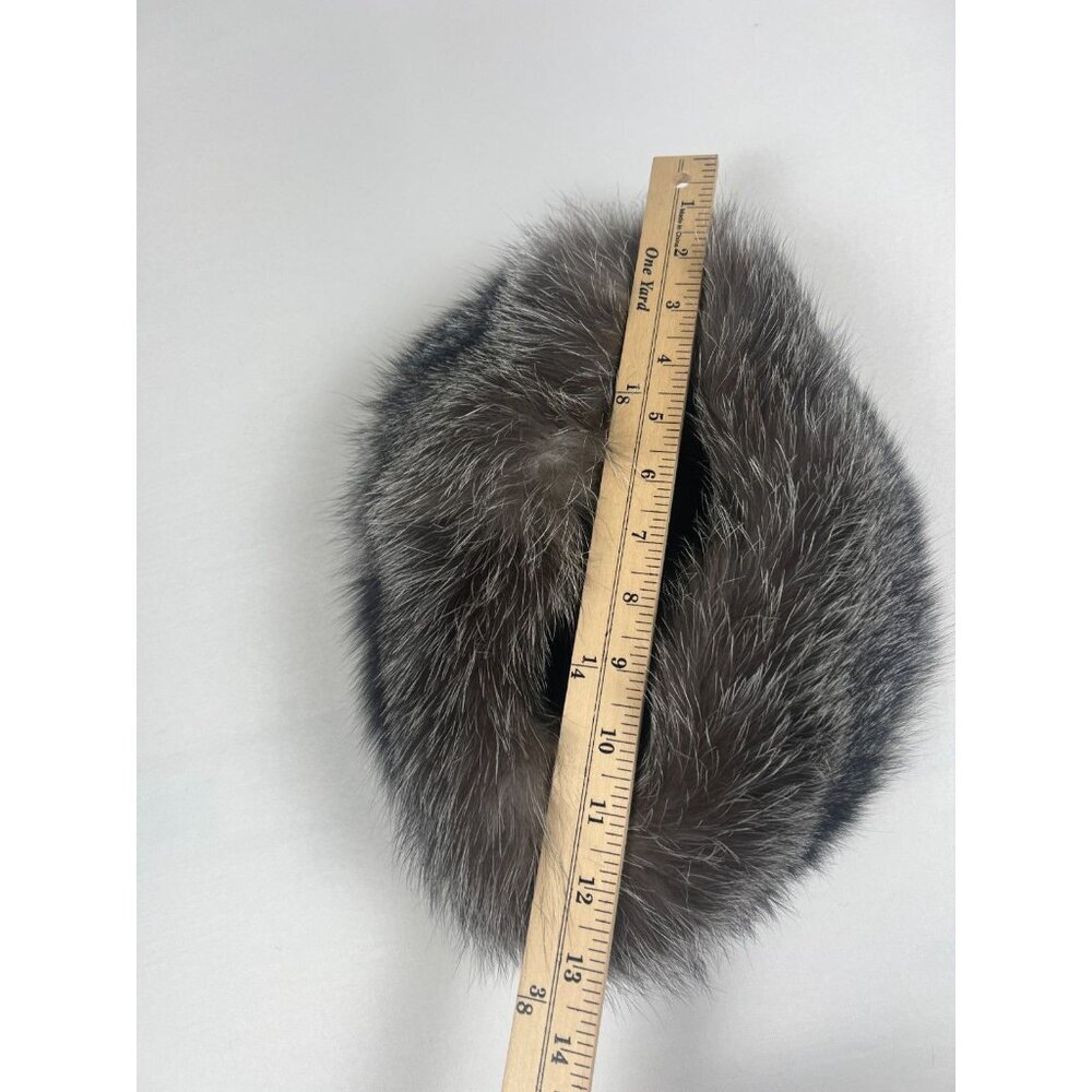 FRR Men Silver Fox Fur Black Leather Trapper Hat Winter Ear Flaps - Picture 8 of 8